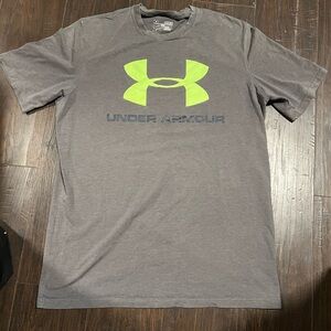 Under Armour Men's Charcoal Tee with Lime Logo